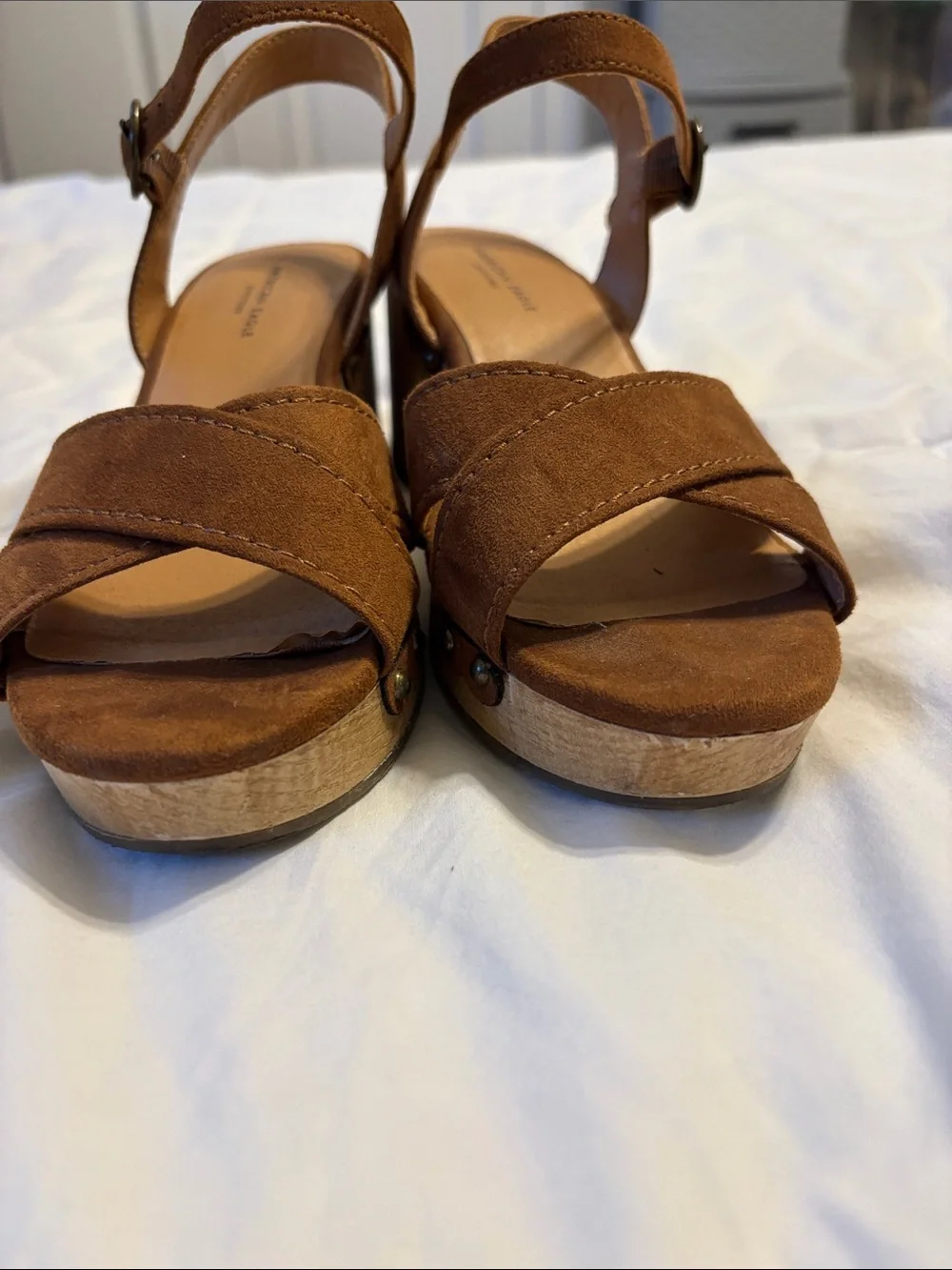 American Eagle Outfitters Brown Suede Platform Wedge Sandals